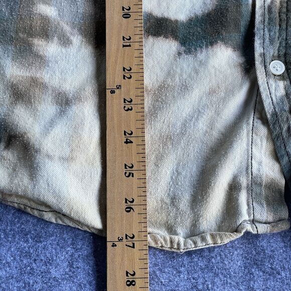 Folktown Shirt Mens Large Button Up Flannel Tie Dye Plaid Marine Bulldog Grunge - Picture 11 of 12